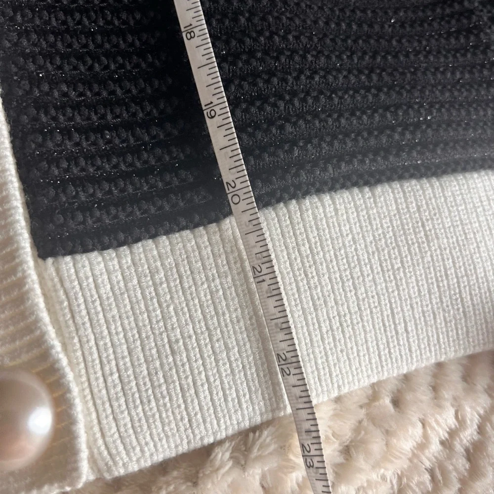 Kate Spade Black and white Cardigan with Pearl Accents M
